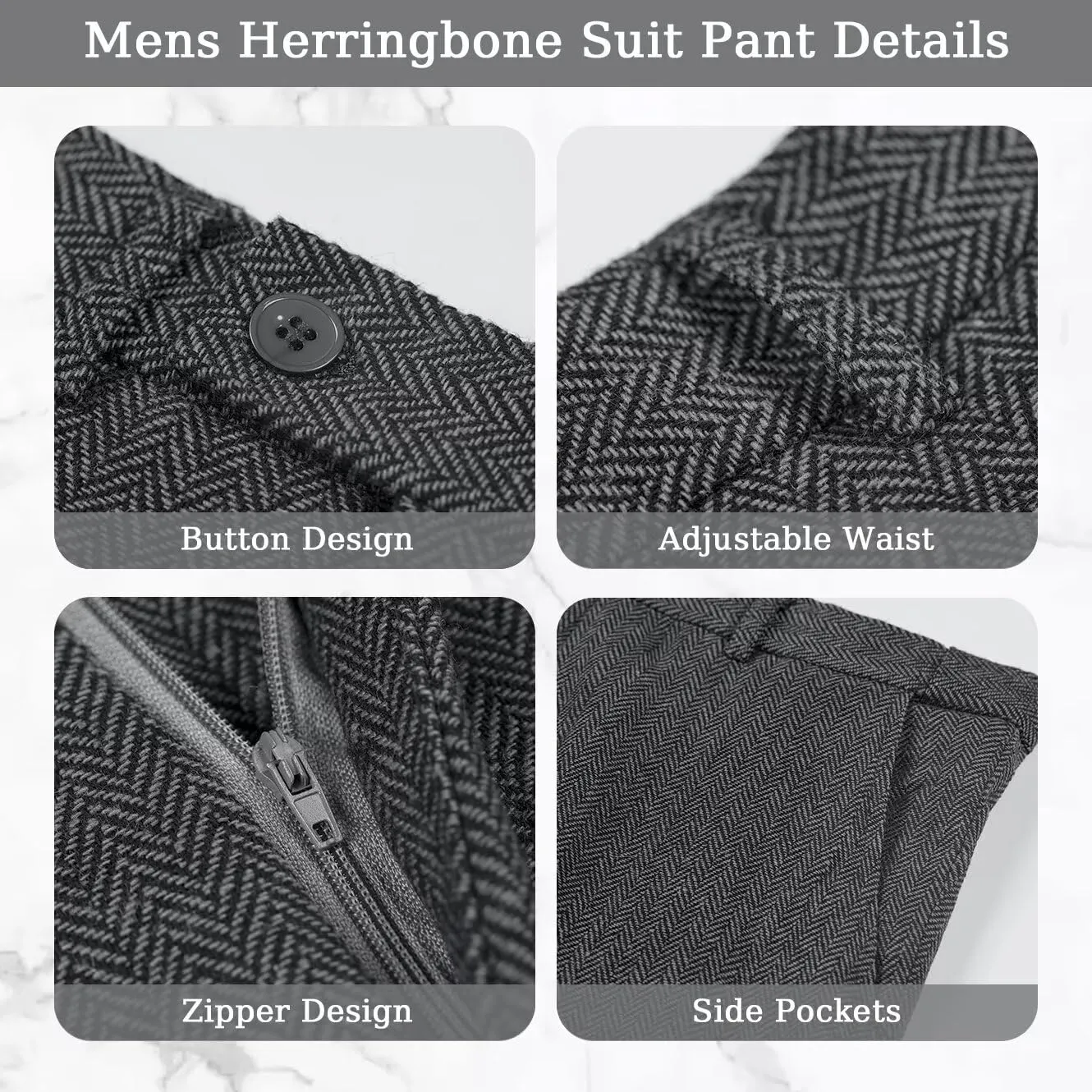 3 Pieces Retro Brown Mens Tweed Suit Slim Fit Wedding Suit Grooms Tuxedos Prom Wool Suits Jacket Vest Pants Set