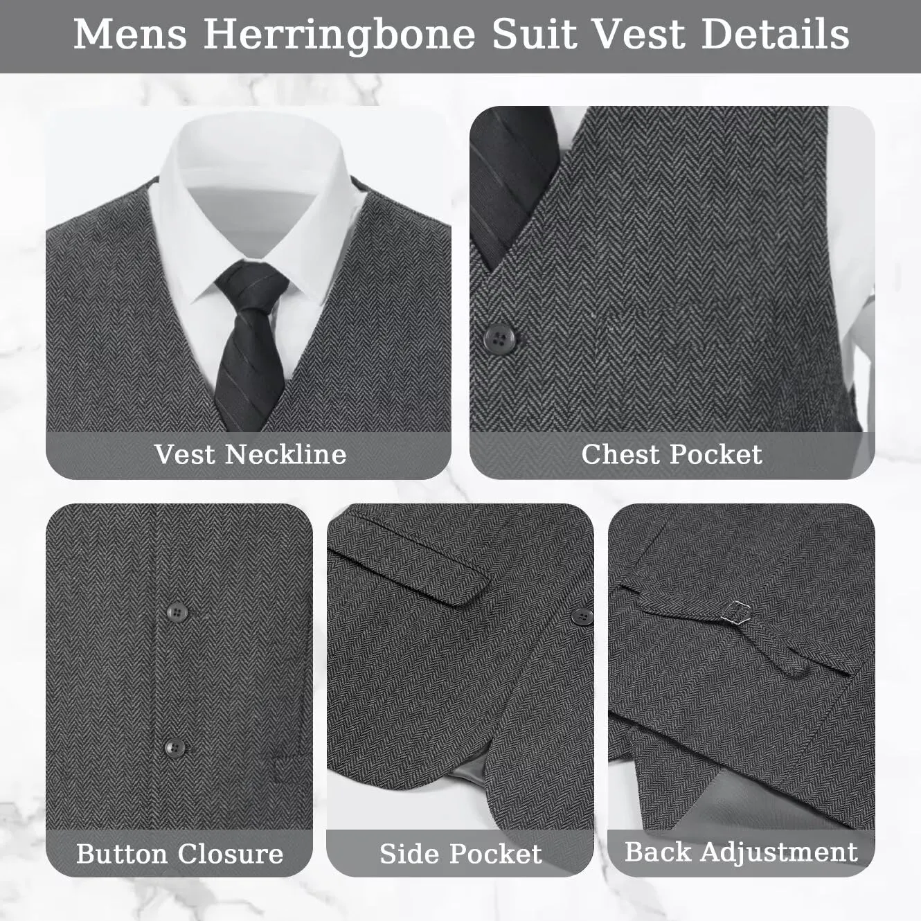3 Pieces Retro Brown Mens Tweed Suit Slim Fit Wedding Suit Grooms Tuxedos Prom Wool Suits Jacket Vest Pants Set