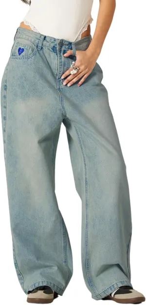 Aelfric Eden Woman Baggy Jeans High Waisted Basic Jeans Straight Leg Casual Streetwear Y2K Loose Wide Leg Denim Pants