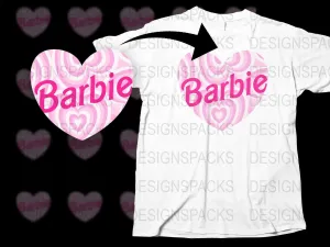 Barbie Themed Retro Heart Pink Patterned Png Digital Download