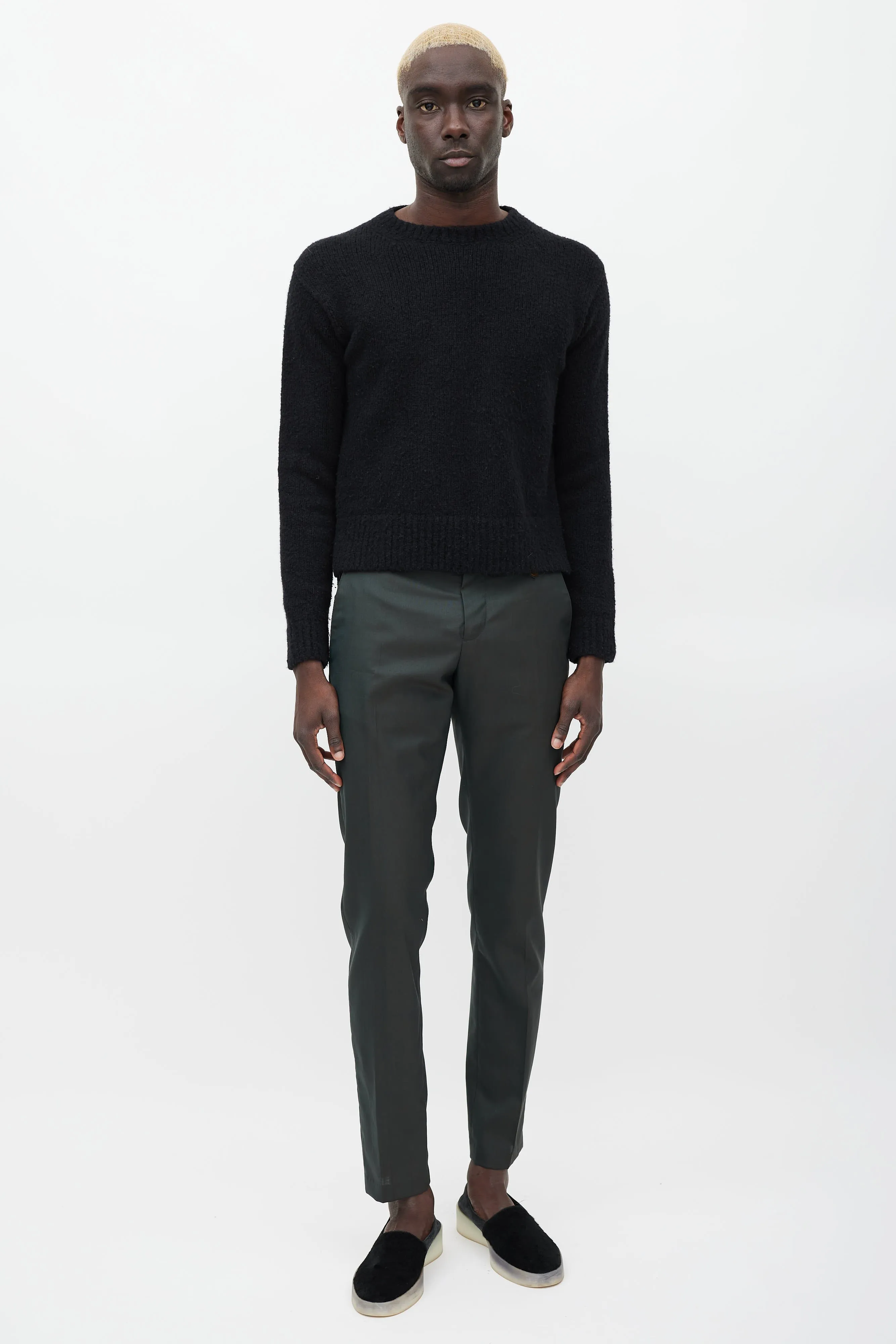 Black Wool Crewneck Sweater