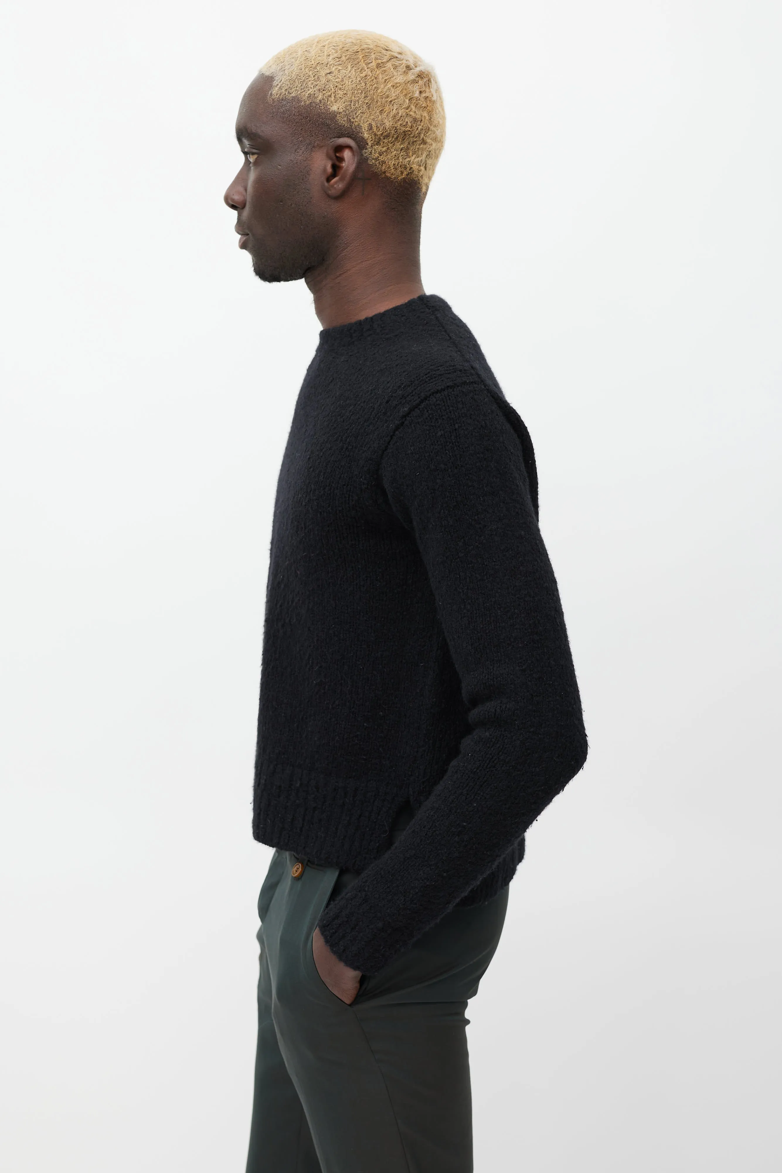 Black Wool Crewneck Sweater