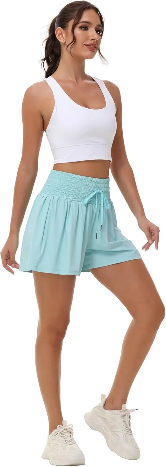 Blaosn Flowy Athletic Shorts for Women Gym Workout Running Lounge Pants High Waist with Pocket Cute Clothes Summer Outfits