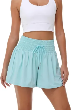 Blaosn Flowy Athletic Shorts for Women Gym Workout Running Lounge Pants High Waist with Pocket Cute Clothes Summer Outfits