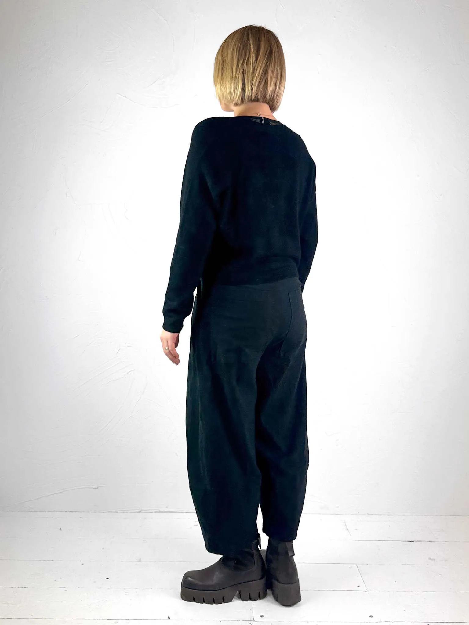 Blue Woman Black Pookie Crop Cardigan