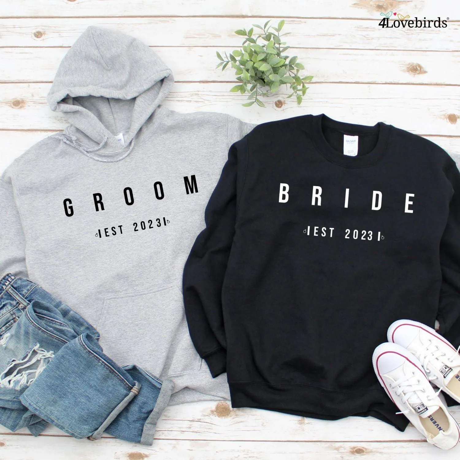 Bride & Groom Custom Est Matching Set| Fun Engagement & Wedding Gifts for Fiancée and Bridal Shower