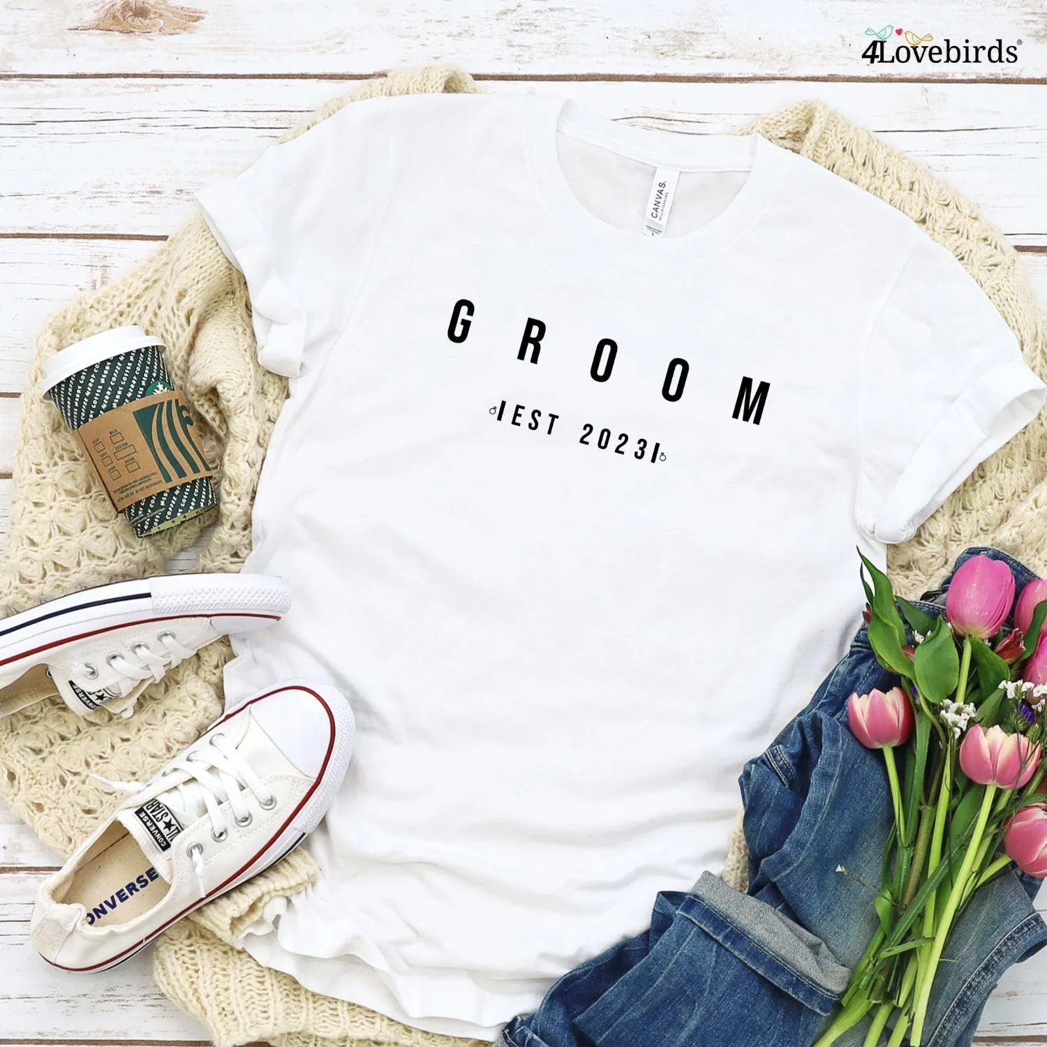 Bride & Groom Custom Est Matching Set| Fun Engagement & Wedding Gifts for Fiancée and Bridal Shower