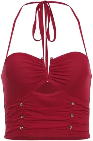 Camisole Undershirt Solid Color Slim Street Fashion Hanging Neck Sexy Backless Undershirt Female