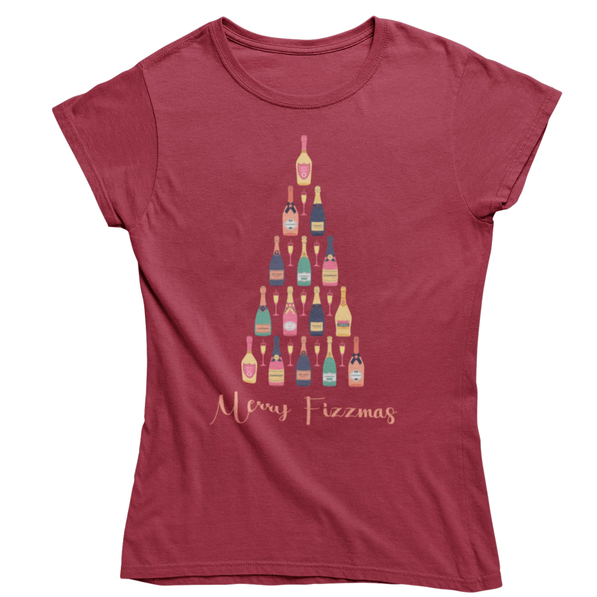 Christmas Fizzmas Tree Womens Fitted T-Shirt