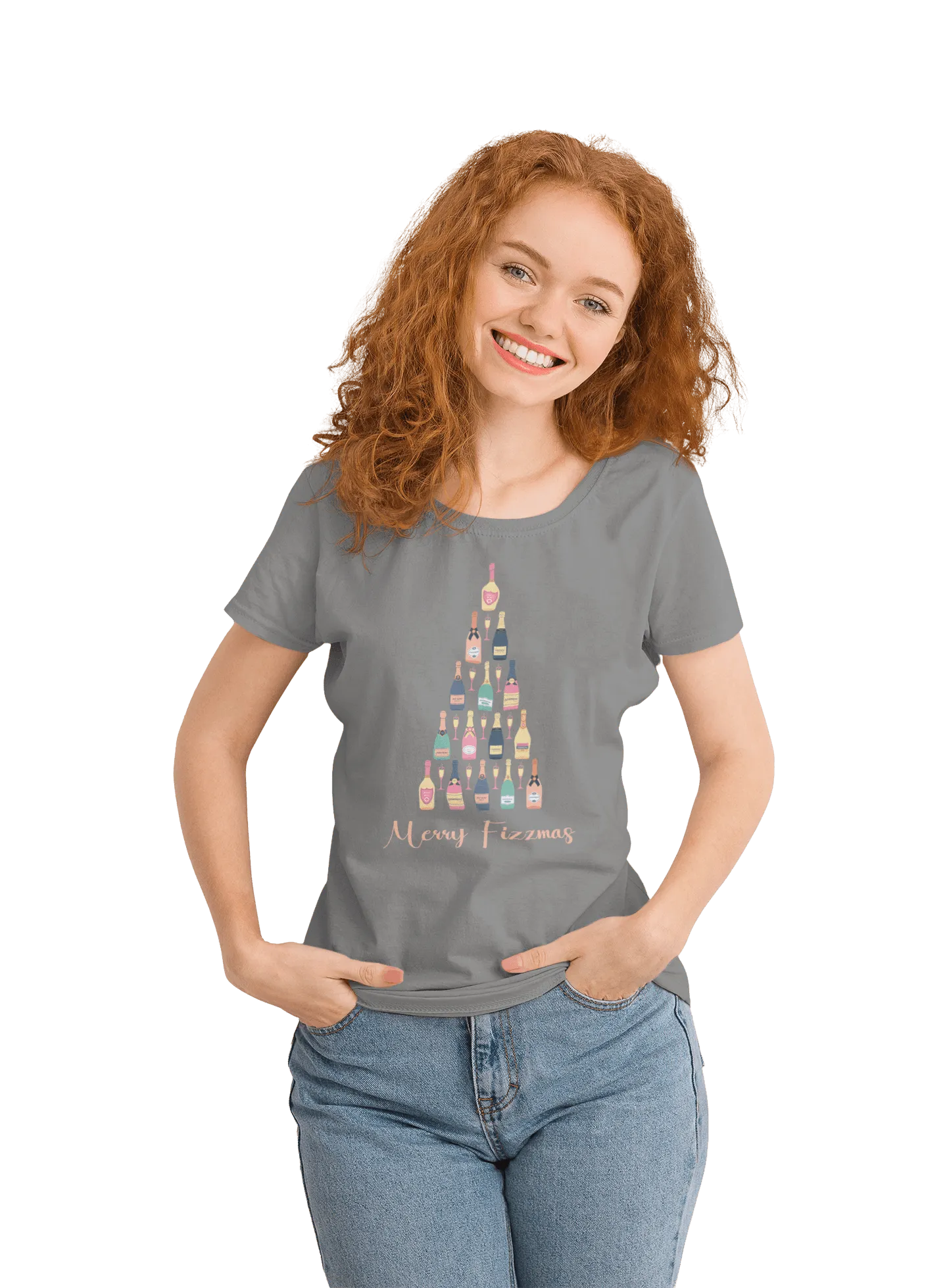 Christmas Fizzmas Tree Womens Fitted T-Shirt