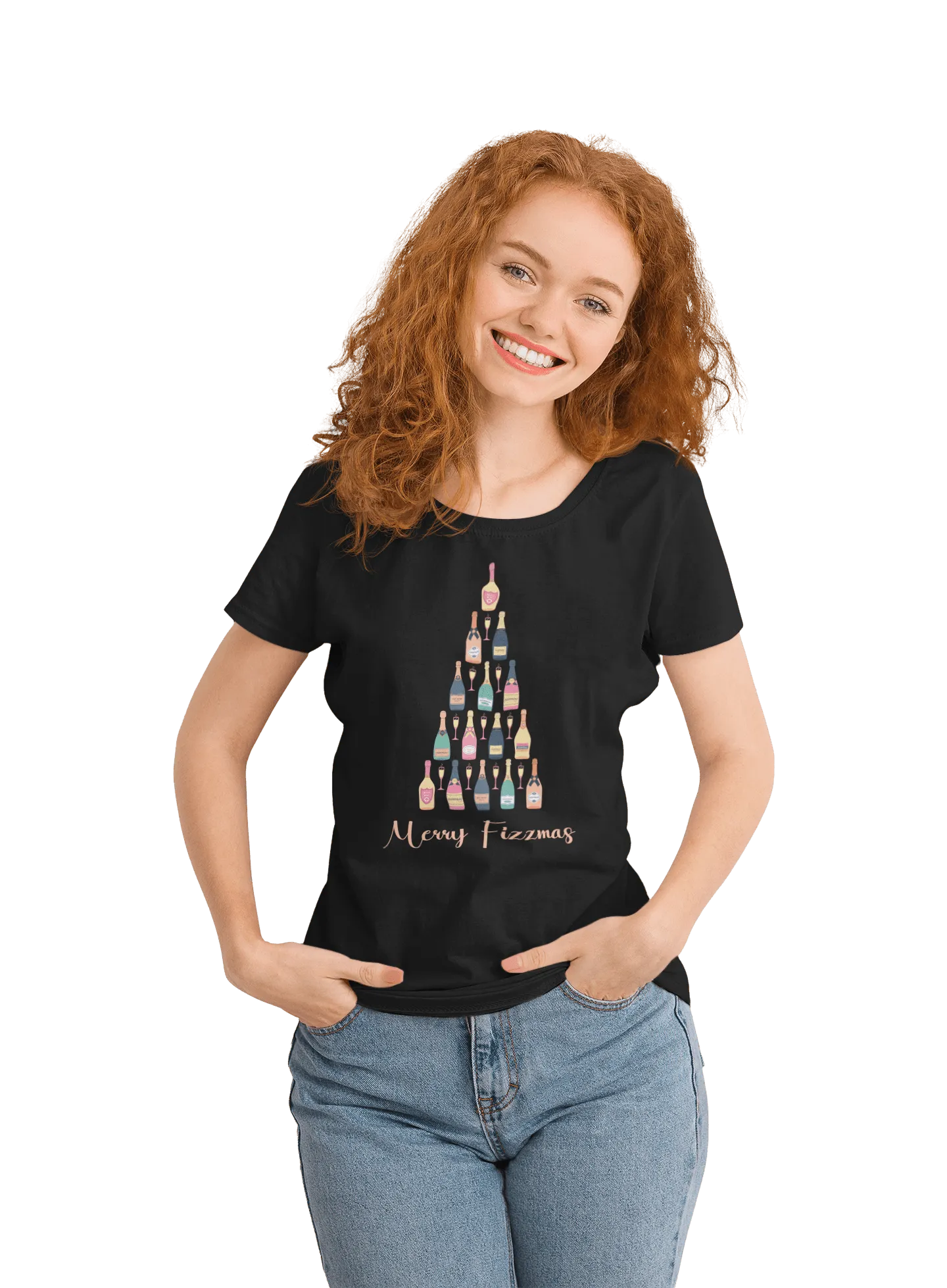 Christmas Fizzmas Tree Womens Fitted T-Shirt