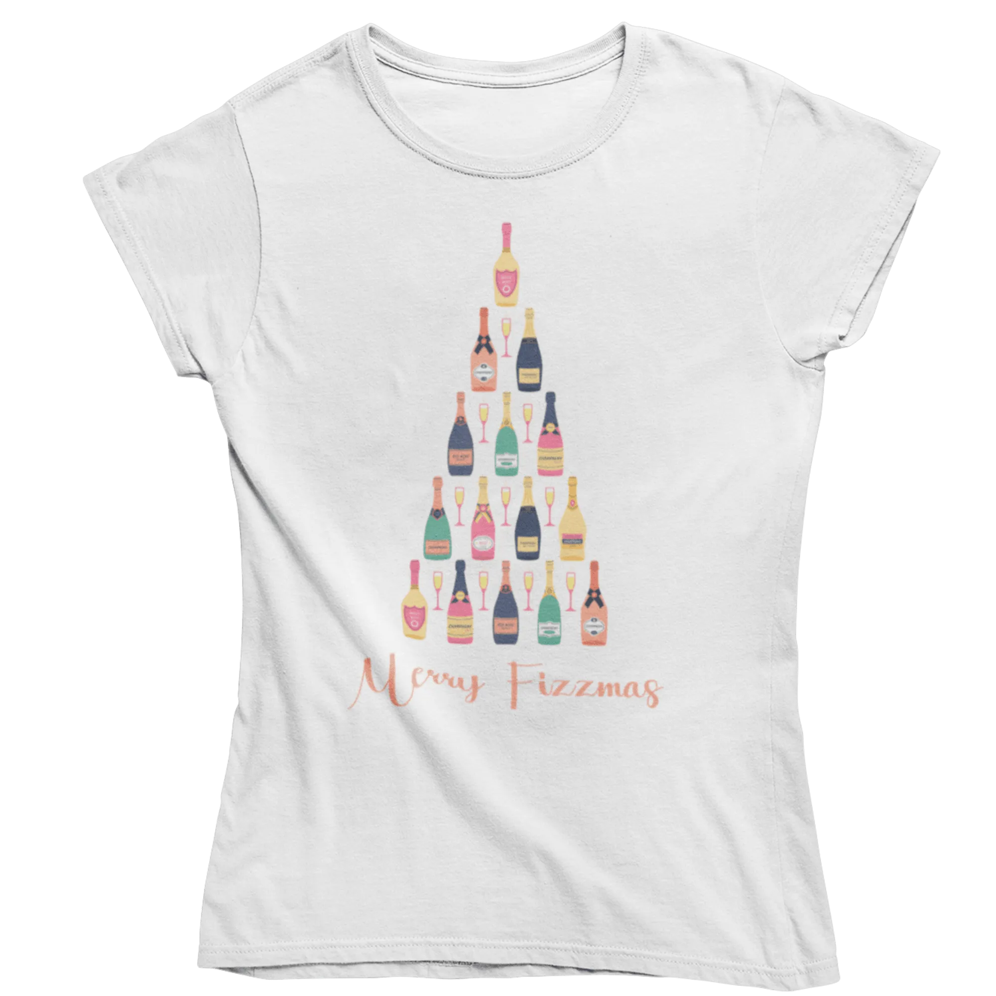 Christmas Fizzmas Tree Womens Fitted T-Shirt
