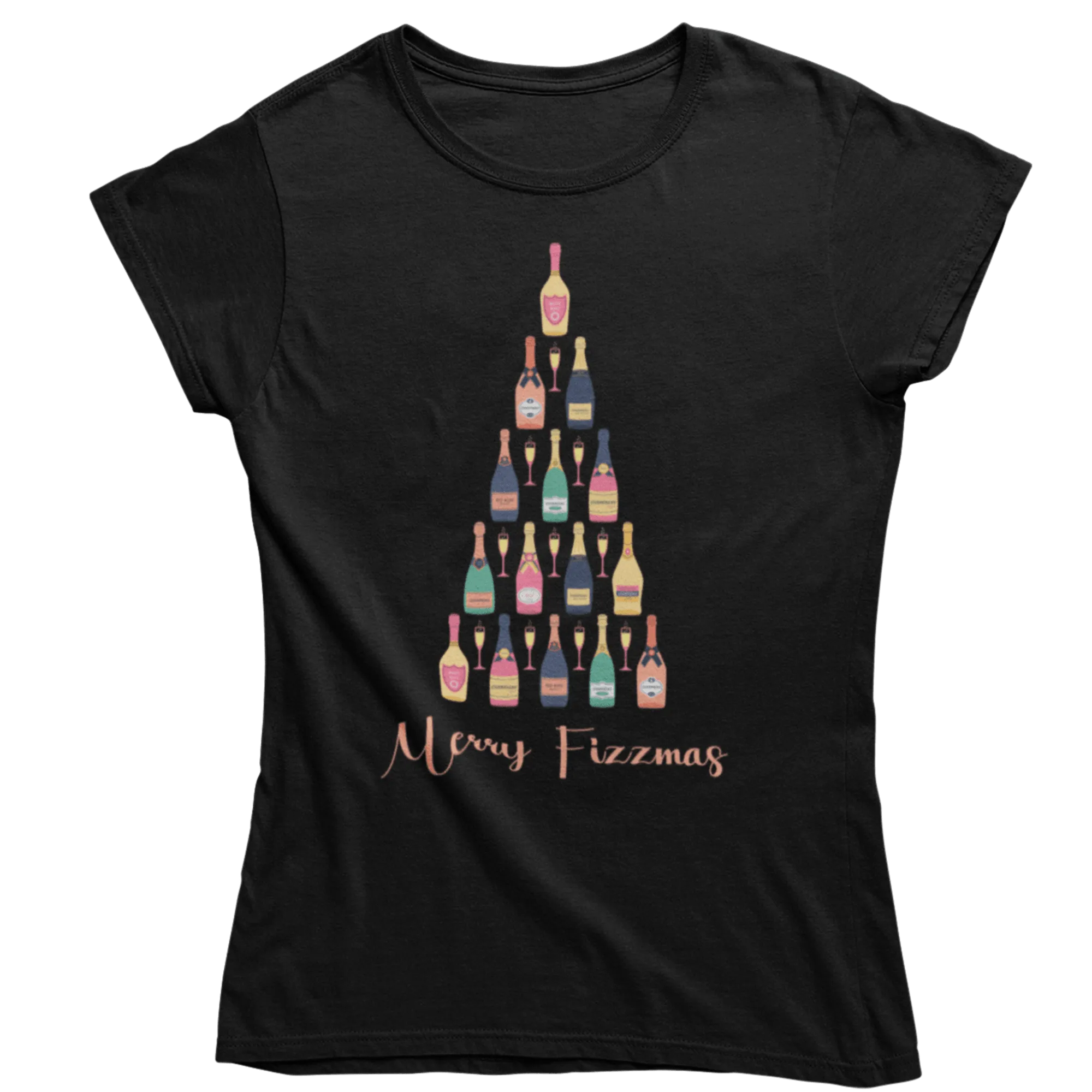 Christmas Fizzmas Tree Womens Fitted T-Shirt