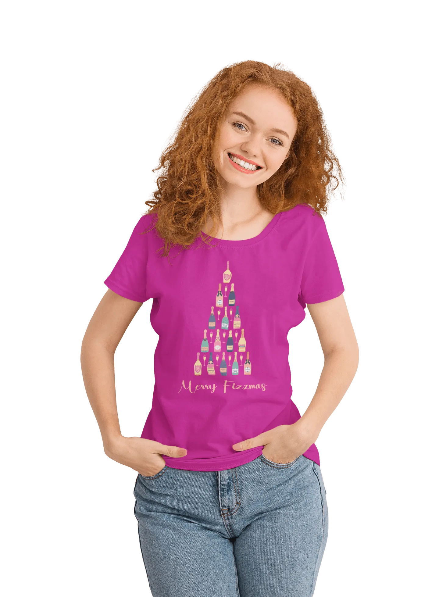 Christmas Fizzmas Tree Womens Fitted T-Shirt