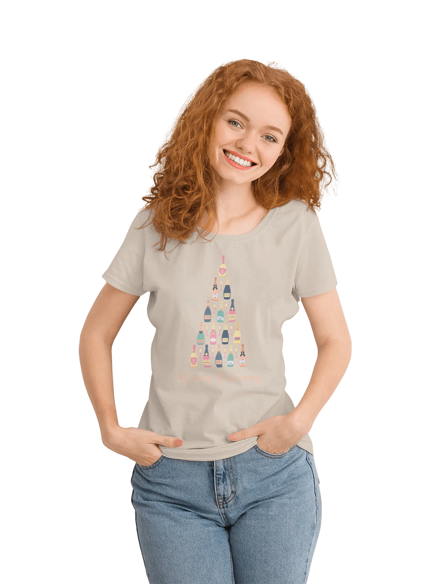 Christmas Fizzmas Tree Womens Fitted T-Shirt