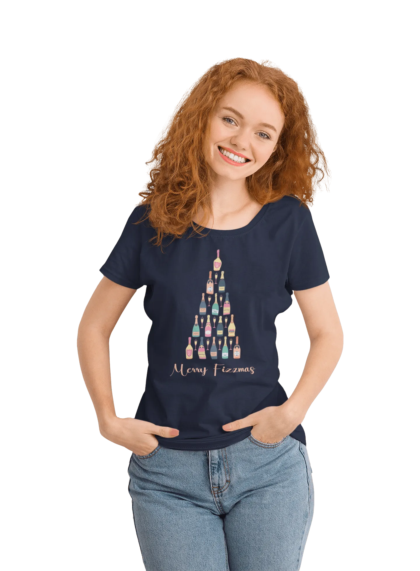 Christmas Fizzmas Tree Womens Fitted T-Shirt