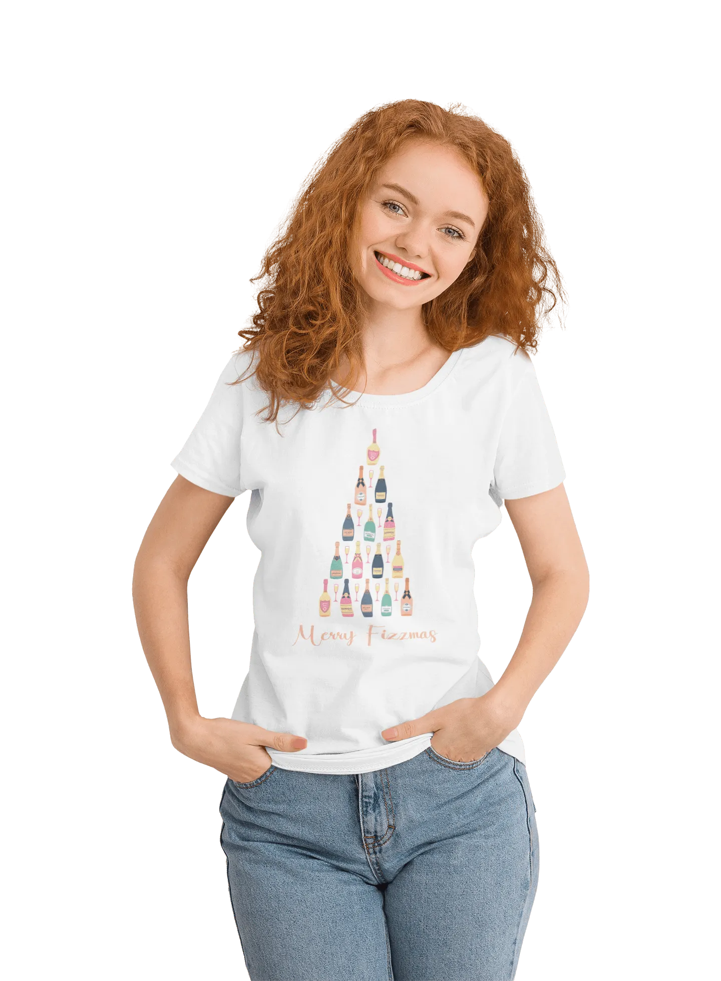 Christmas Fizzmas Tree Womens Fitted T-Shirt