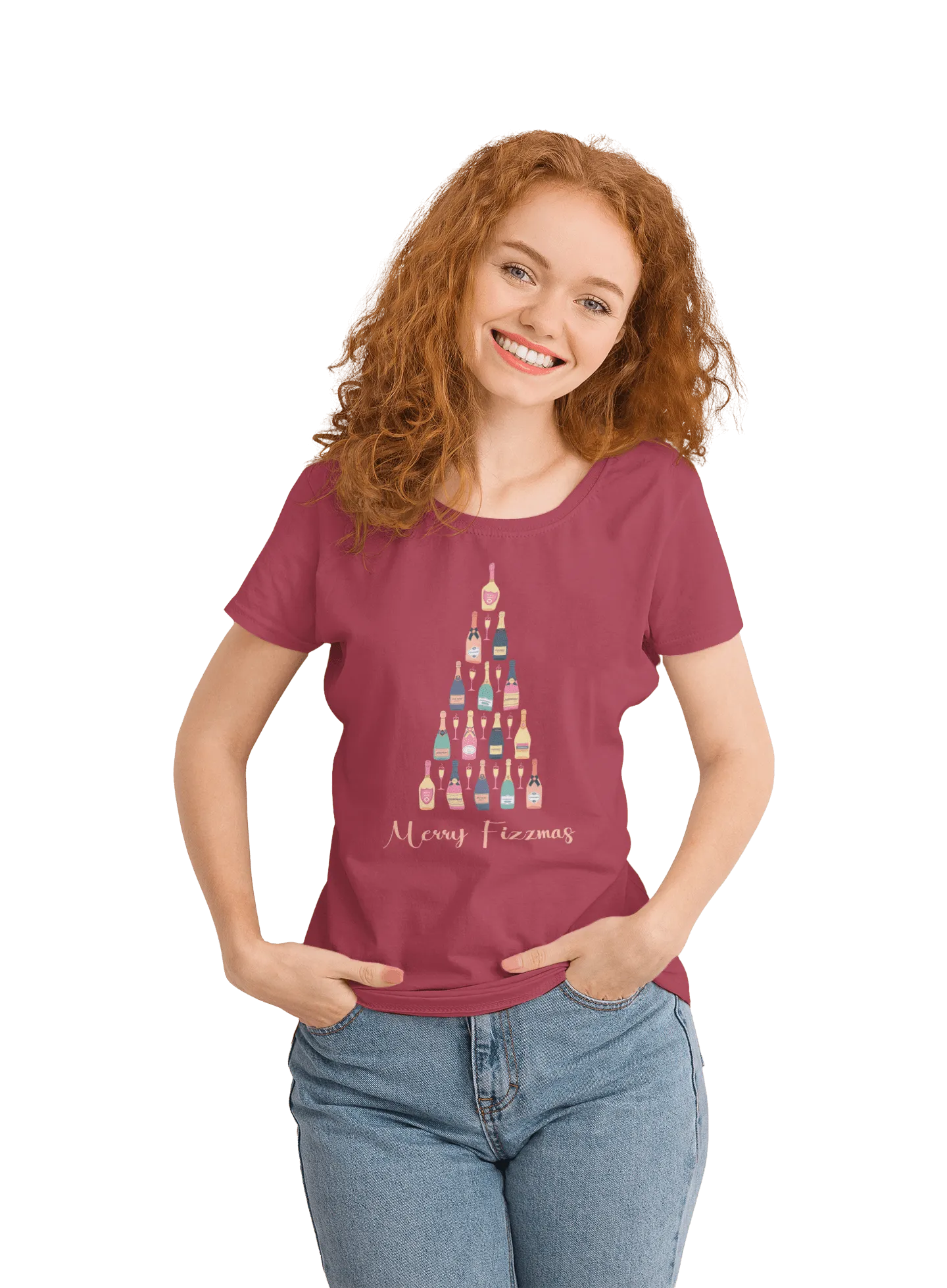Christmas Fizzmas Tree Womens Fitted T-Shirt