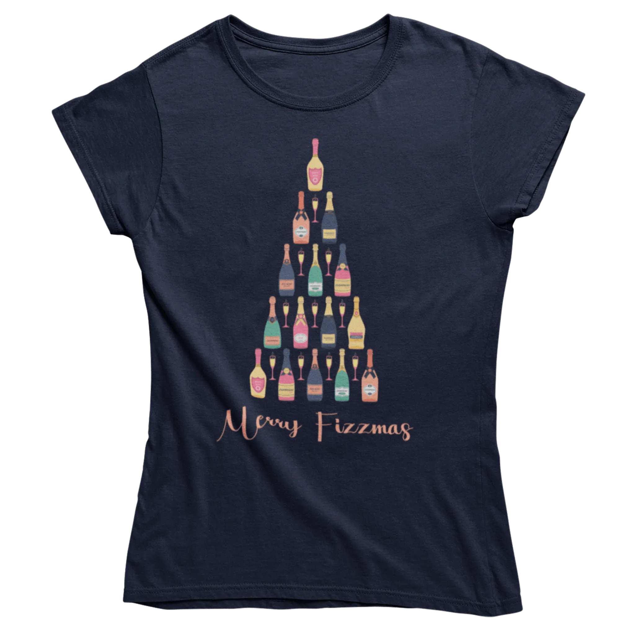 Christmas Fizzmas Tree Womens Fitted T-Shirt