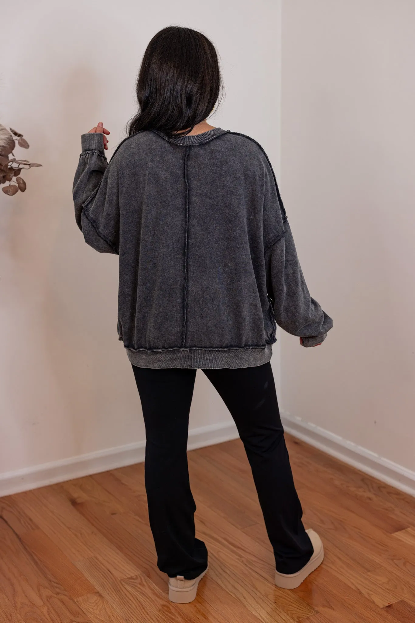Comfy Favorite Washed Black Pullover