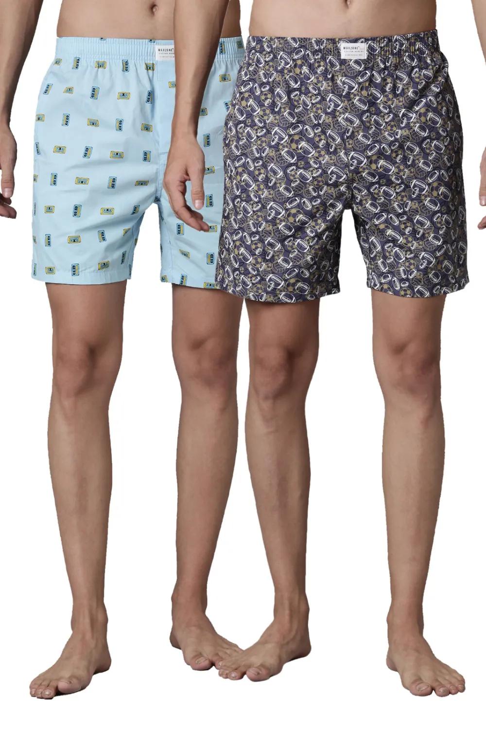 Cool-Blue Printed & Night-Shadow Printed 365 Boxers Combo