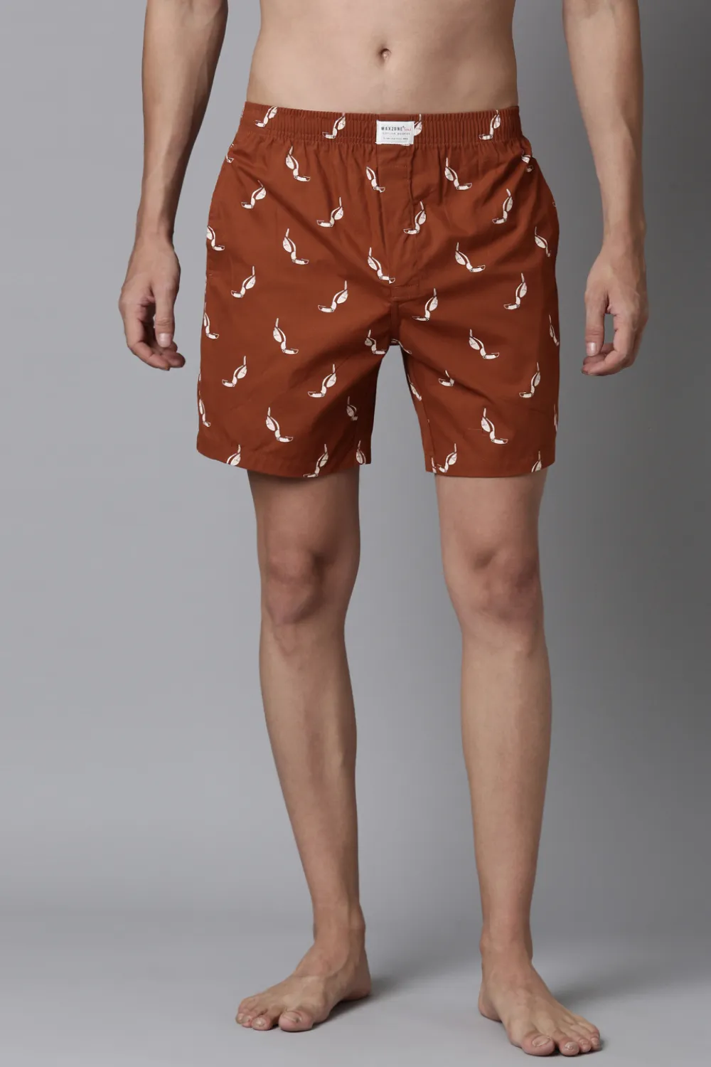 Cream-Stone,Black Printed & Russet Printed 365 Boxers Triplet Combo