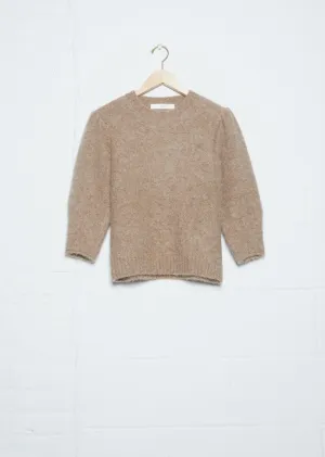 Crew Neck Short Sleeve Sweater — Brown