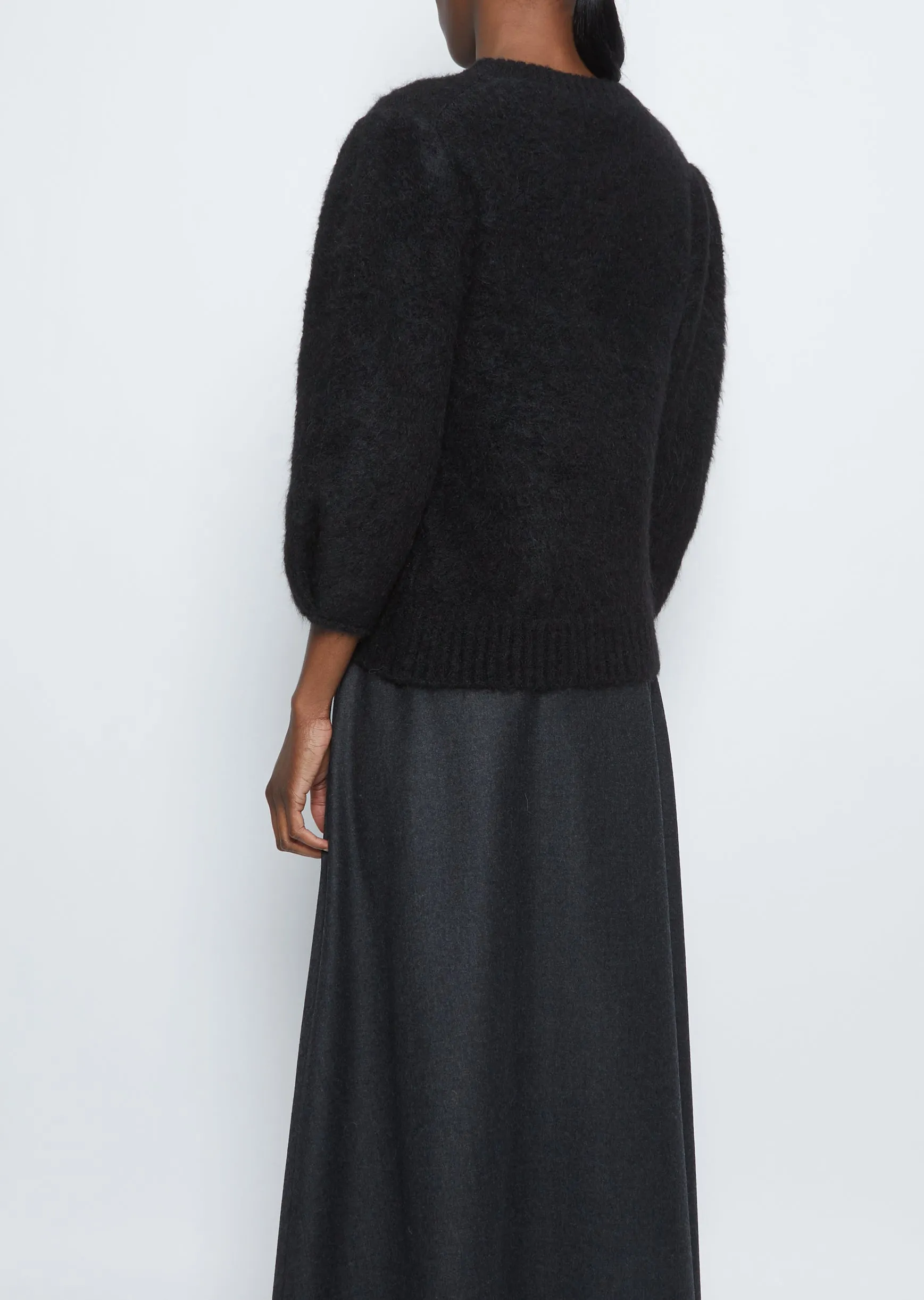Crewneck Short Sleeve Sweater — Black