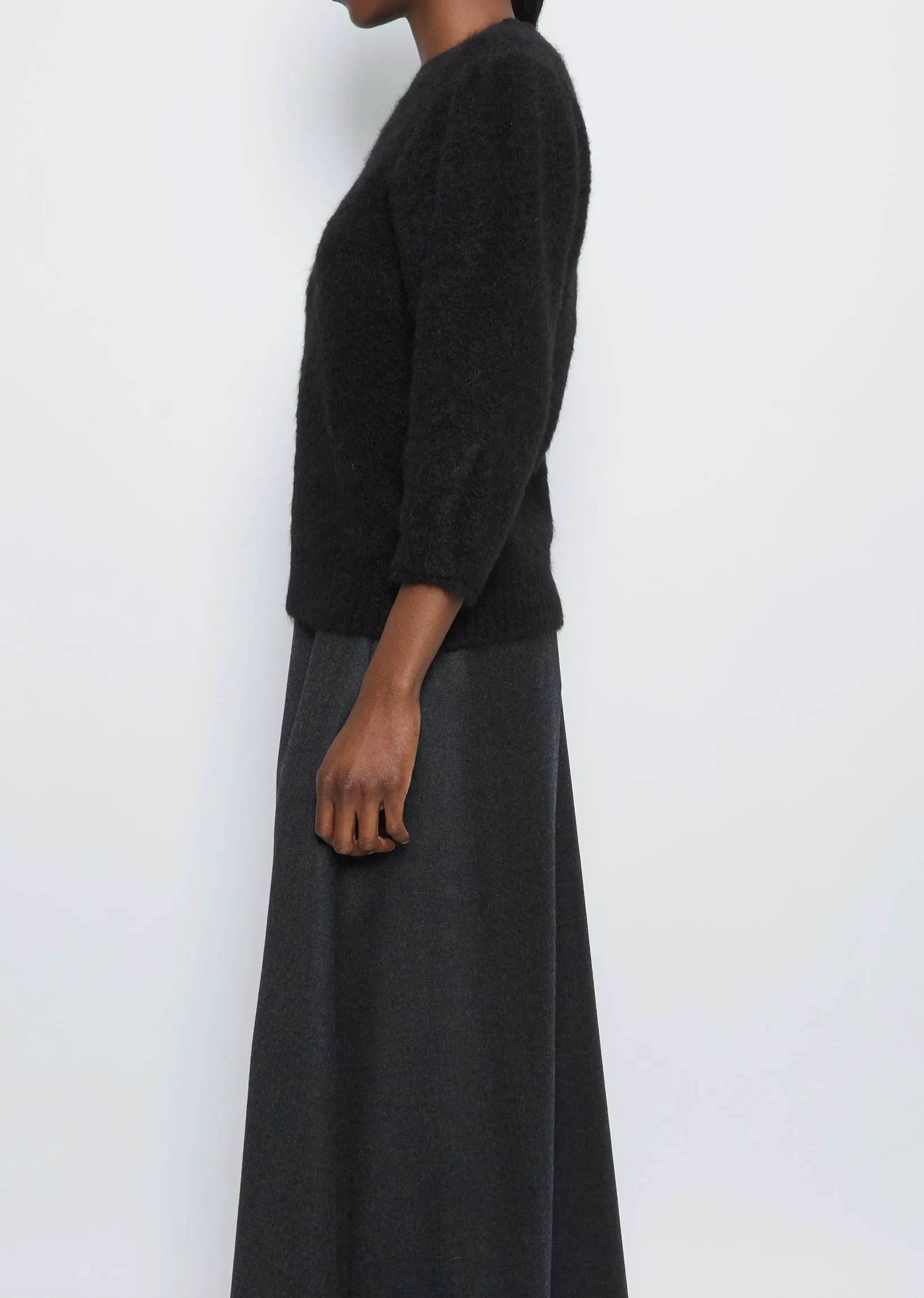 Crewneck Short Sleeve Sweater — Black