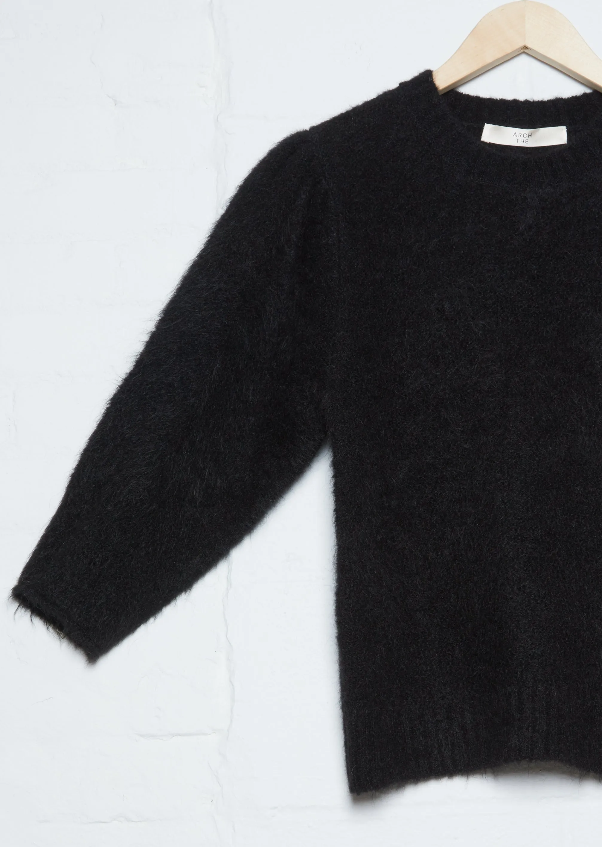 Crewneck Short Sleeve Sweater — Black