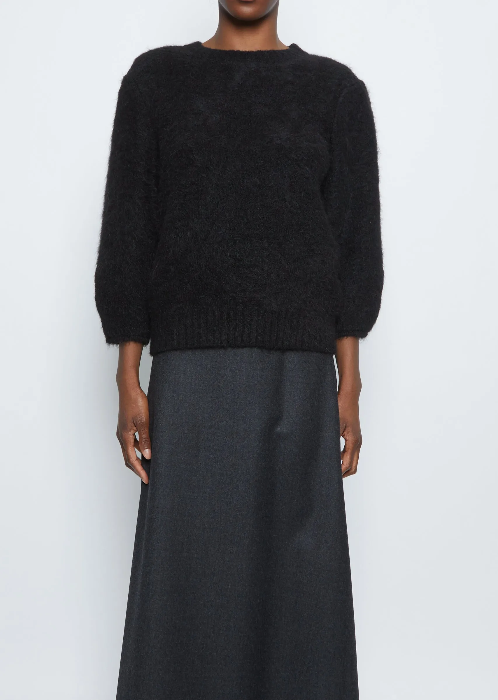 Crewneck Short Sleeve Sweater — Black