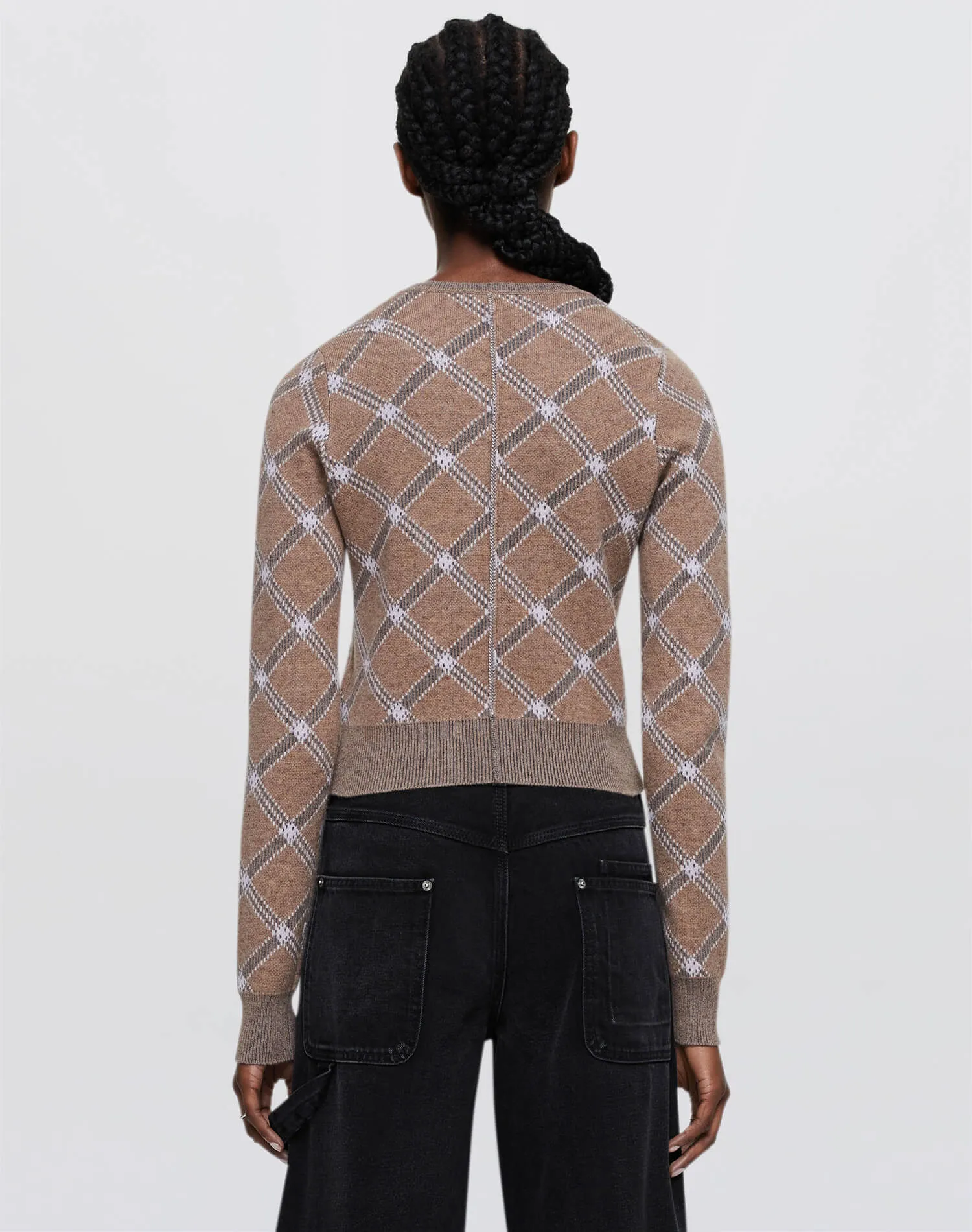 Cropped Crewneck Cardi - Camel Combo