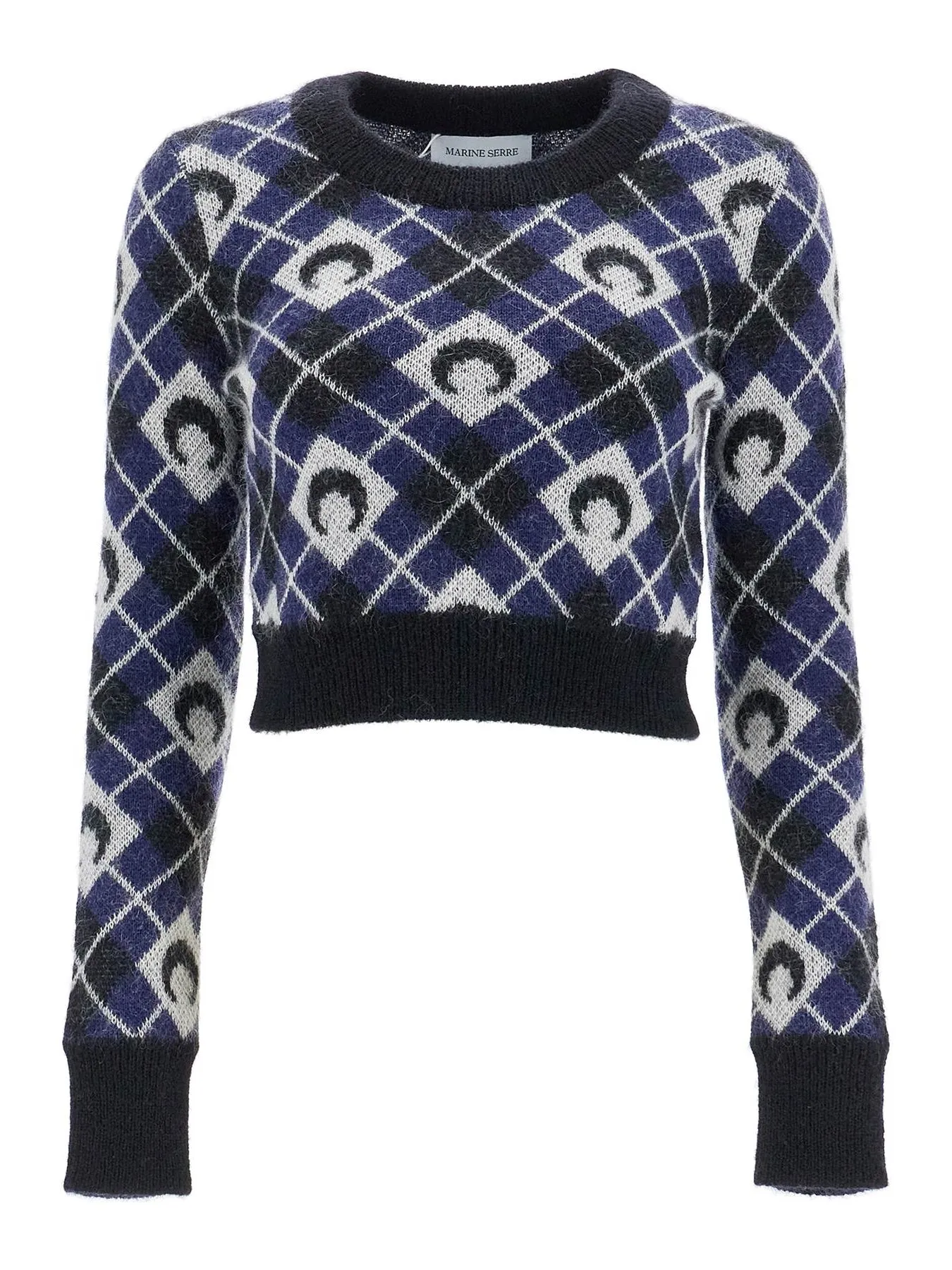 Cropped Moon Argyle Sweater