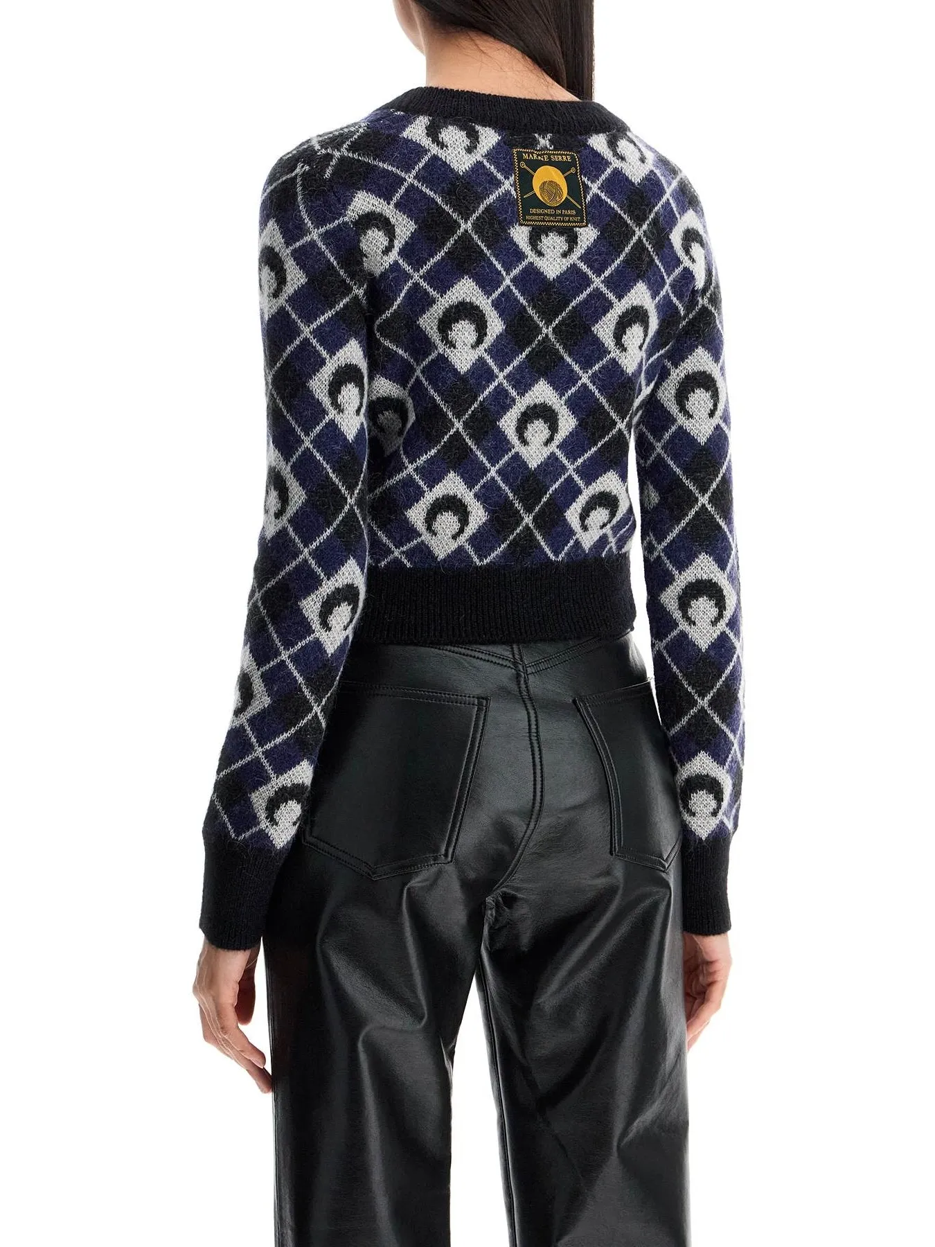 Cropped Moon Argyle Sweater