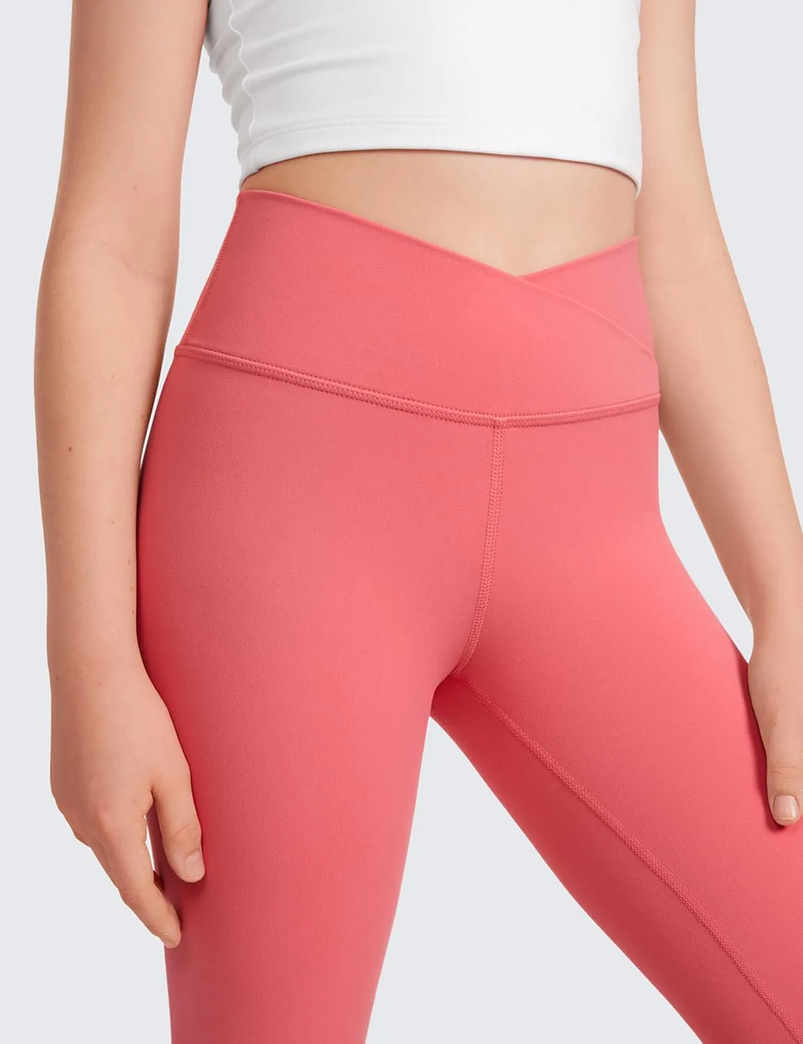 CRZ YOGA Girls Butterluxe Crossover Flare Leggings - Kids High Waist V Cross Bell Bottoms Bootcut Lounge Active Yoga Pants