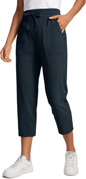 CRZ YOGA Lightweight Capri for Women 23" Cropped Casual Lounge Work Athletic Travel Pants with Pockets Quick Dry Summer