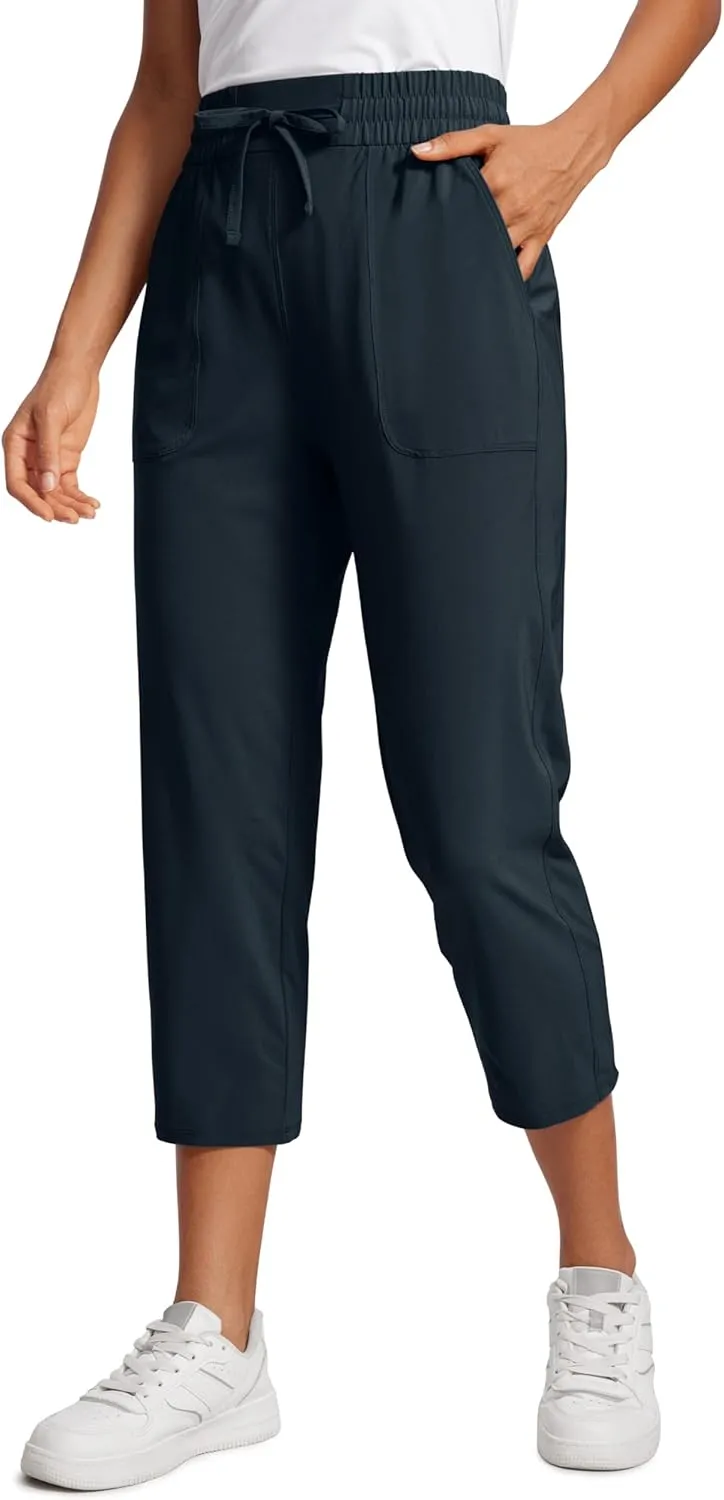 CRZ YOGA Lightweight Capri for Women 23" Cropped Casual Lounge Work Athletic Travel Pants with Pockets Quick Dry Summer