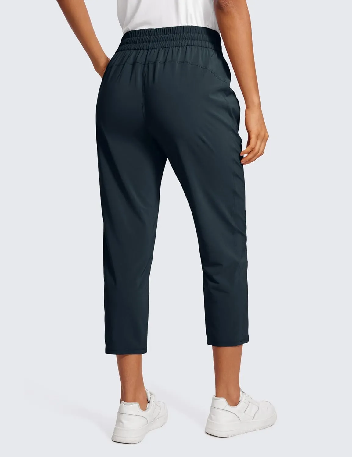 CRZ YOGA Lightweight Capri for Women 23" Cropped Casual Lounge Work Athletic Travel Pants with Pockets Quick Dry Summer