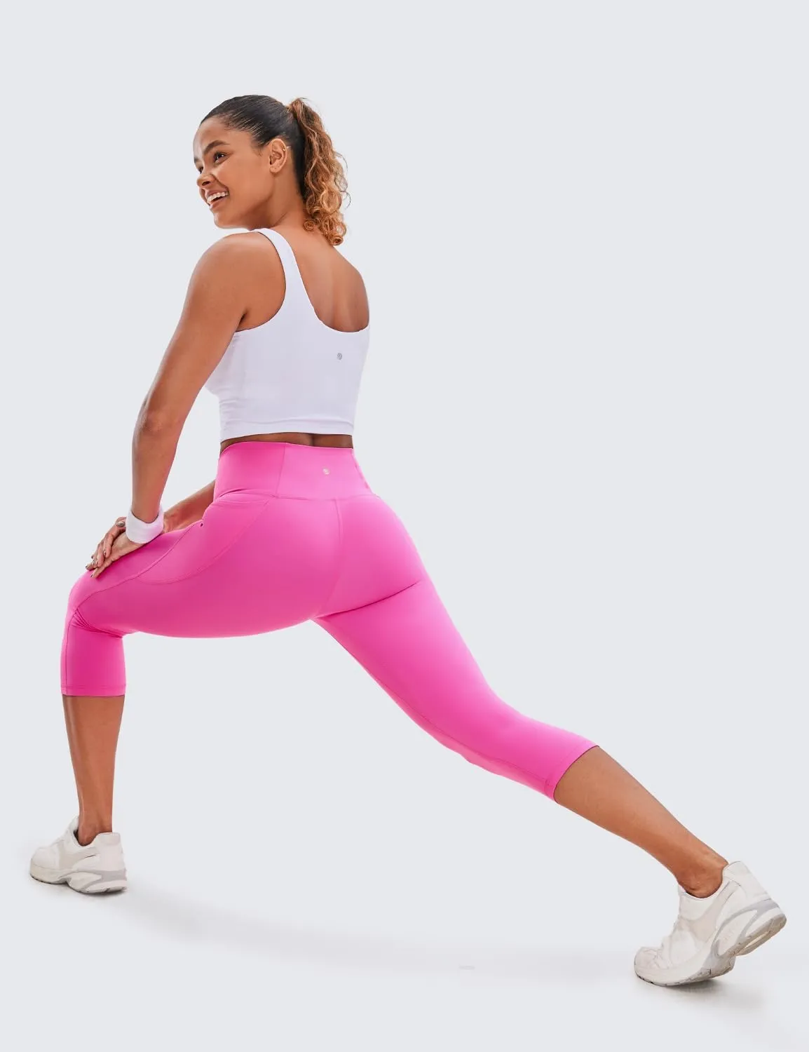 CRZ YOGA Womens Butterluxe Workout Capri Leggings with Pockets 19 Inches - High Waisted Crop Gym Yoga Pants Buttery Soft