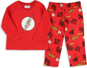 DC Comics Toddler Boys' Classic The Flash Logo Raglan Sleep Pajama Set