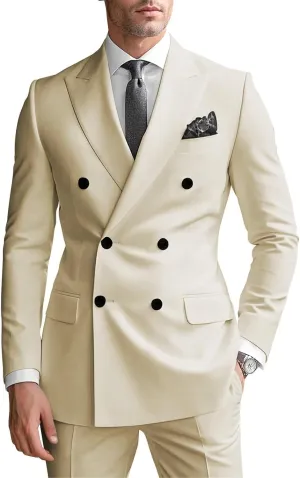 Double Breasted Suits for Men 2 Piece Slim Fit Suit Wedding Suit Prom Double Breasted Blazer Pants Suit