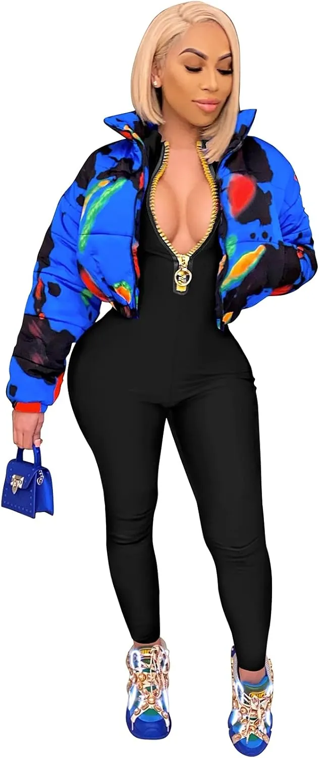 ECHOINE Sexy Jumpsuits for Women Long Sleeve V Neck Zipper Casual One Piece Rompers Bodycon Outfits