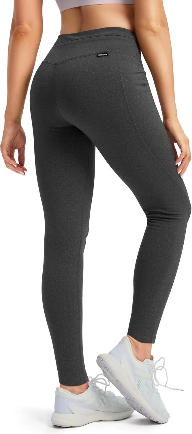 G Gradual Women's Fleece Lined Winter Leggings High Waisted Water Resistant Thermal Hiking Ski Pants for Women with Pockets
