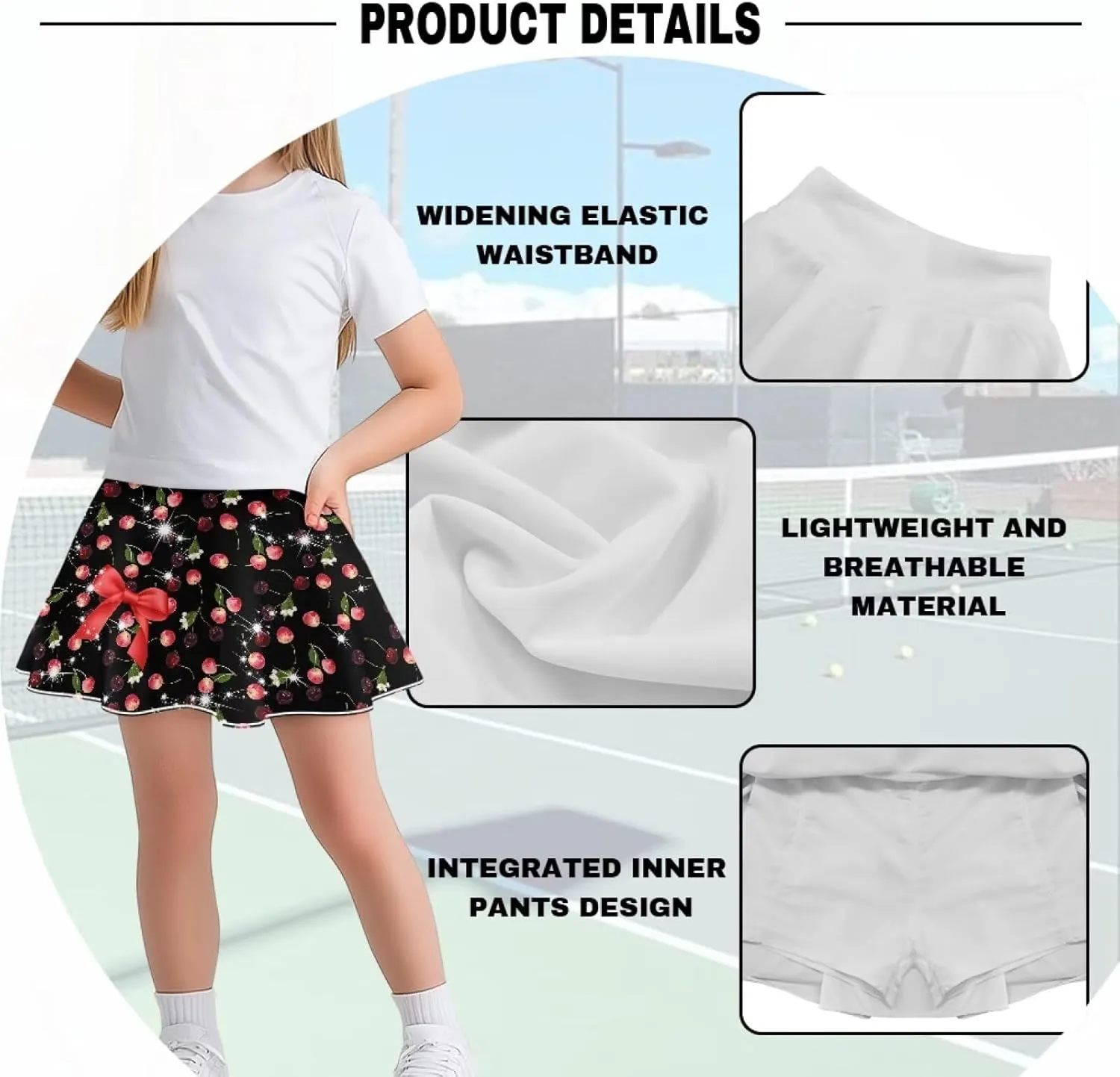 Girls' Skirts & Skorts with Pockets Built in Shorts High Waisted Skirt Size 5-14