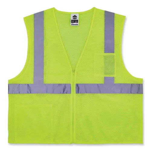 Glowear 8256z Class 2 Self-extinguishing Zipper Vest, Polyester, Small/medium, Lime, Ships In 1-3 Business Days