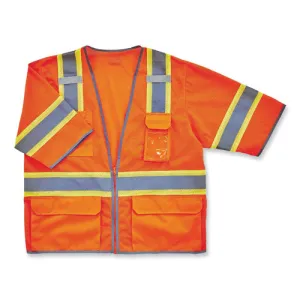 Glowear 8346z Class 3 Two-tone Hi-vis Surveyor Zipper Vest, 2x-large/3x-large, Orange, Ships In 1-3 Business Days