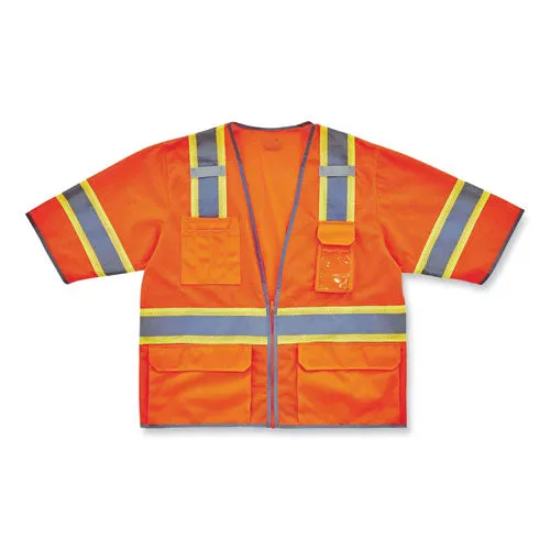 Glowear 8346z Class 3 Two-tone Hi-vis Surveyor Zipper Vest, 2x-large/3x-large, Orange, Ships In 1-3 Business Days