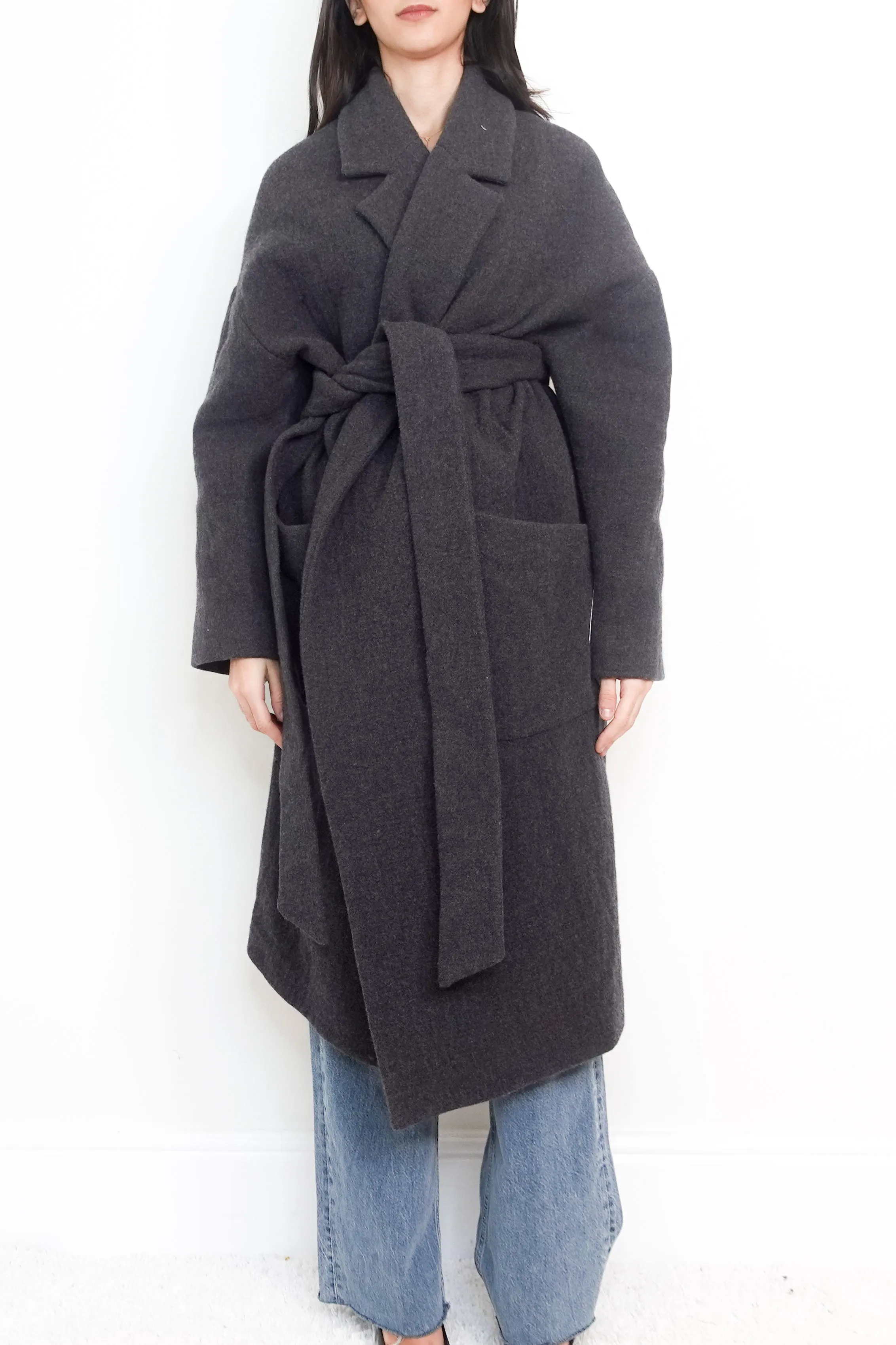 Grey long coat RRP £700