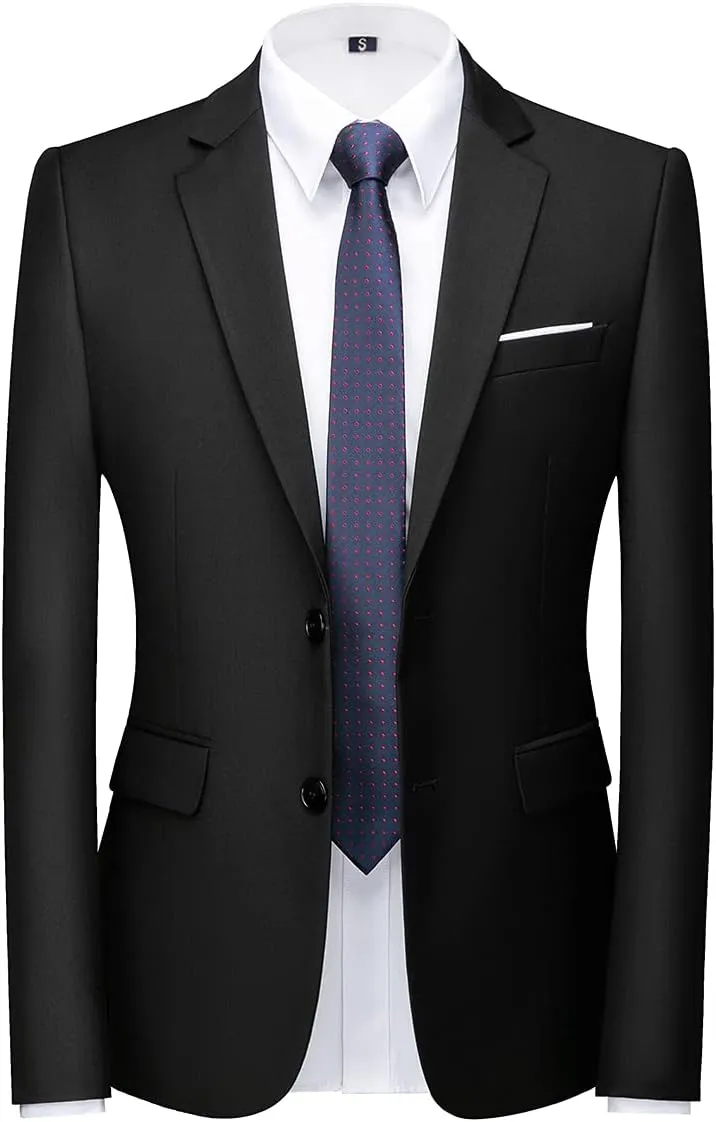 KUDORO Mens Suits Slim Fit 2 Piece Formal Two Button Single Breasted Tuxedo for Men Wedding Casual Business Jacket Pants