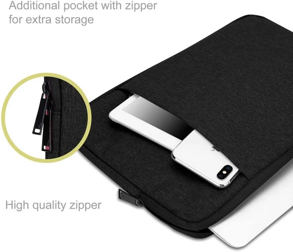 Laptop Bag 13.3" in Black  Notebook Computer Cover Made of Fabric with Velvet Lining, Compartment and Anti-Scratch Zipper  Protection Sleeve Case